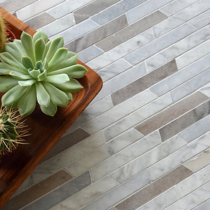 TALYA: Avenza Light Dolomite Rhodes Chevron Mosaic (multi finish | 8"x14"x13/16" | straight cut)
