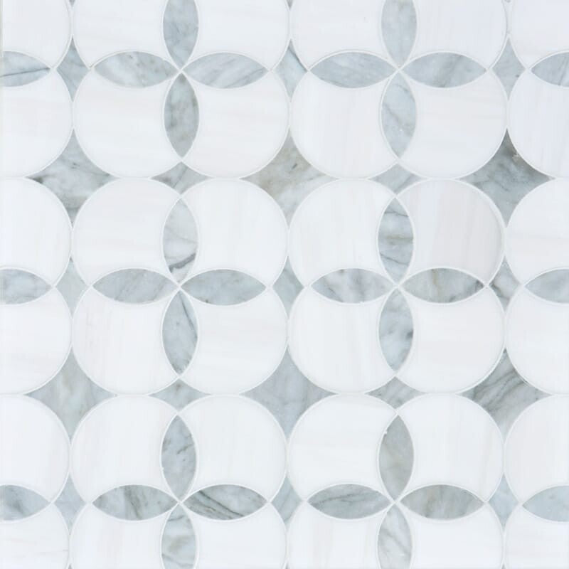 TALYA: Snow White Constantine Mosaic (honed | 13"x13"x5/8" | straight cut)