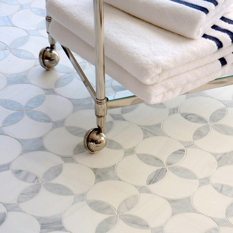 TALYA: Snow White Constantine Mosaic (honed | 13"x13"x5/8" | straight cut)