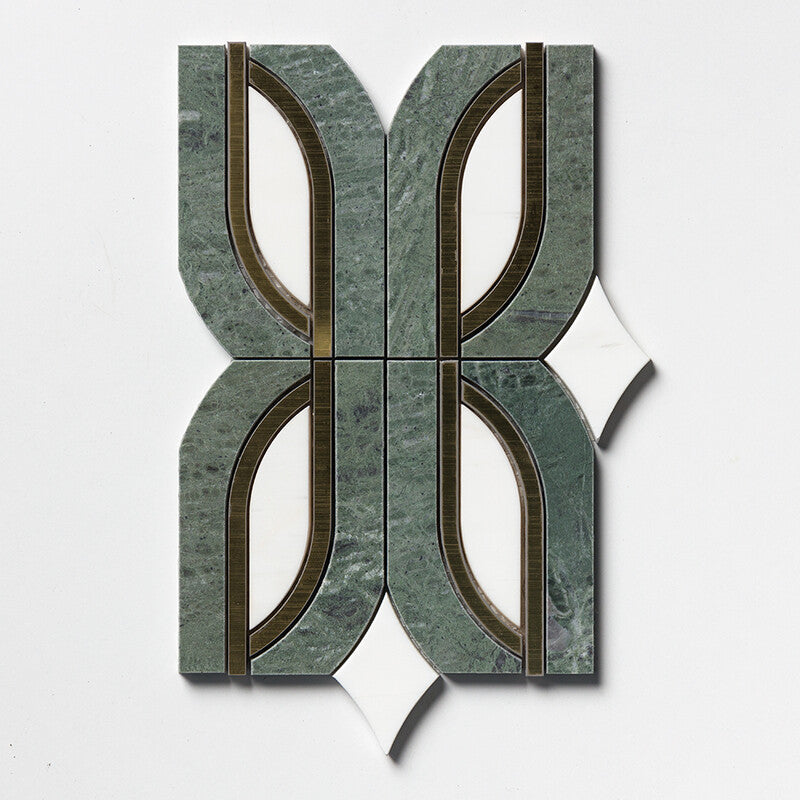 VERDE TIA : Verde Tia Butterfly Mosaic (honed | 7"x11"x13/16" | straight cut)