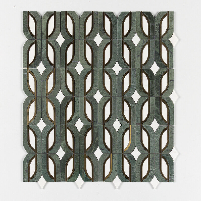 VERDE TIA : Verde Tia Butterfly Mosaic (honed | 7"x11"x13/16" | straight cut)