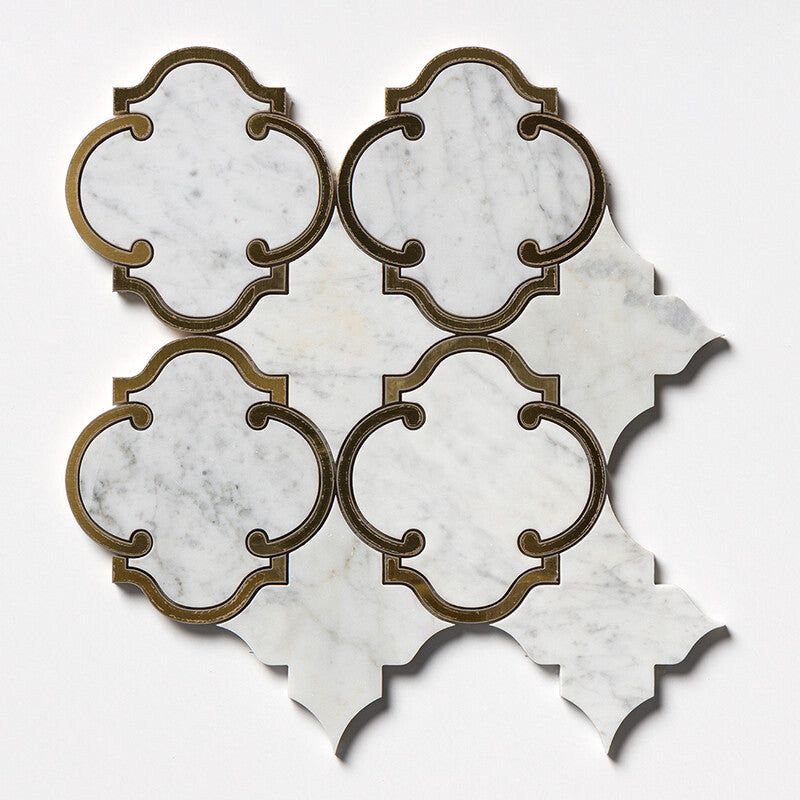 WHITE CARRARA : Casablanca Mosaic (honed | 10"x11"x1/2" | straight cut)