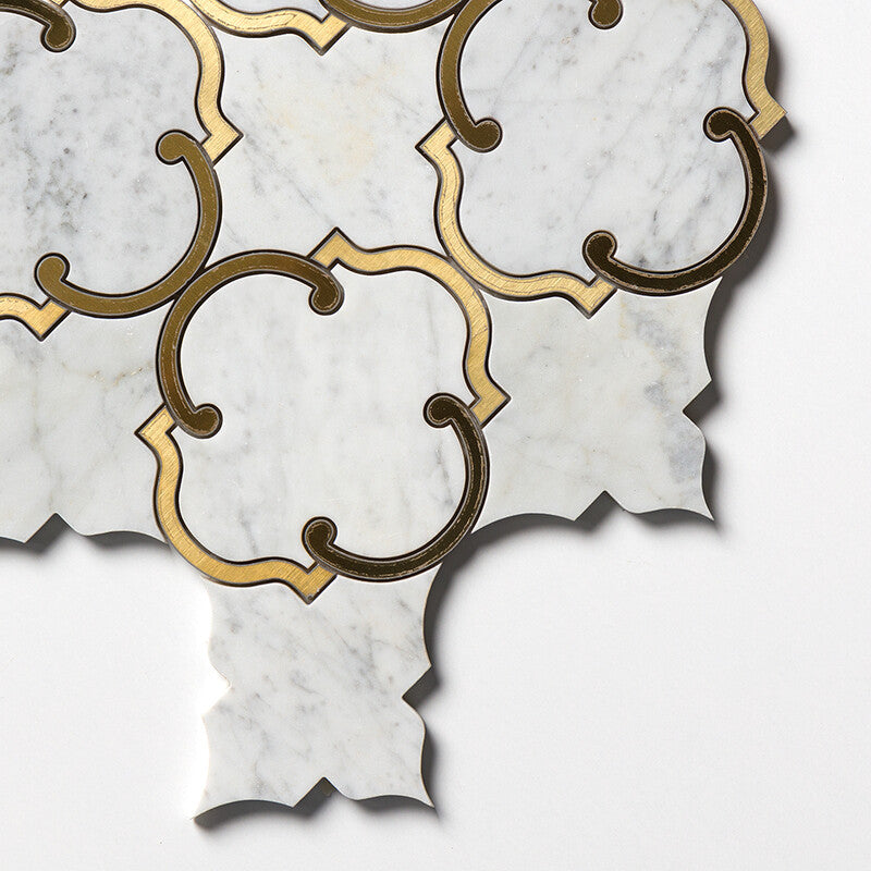 WHITE CARRARA : Casablanca Mosaic (honed | 10"x11"x1/2" | straight cut)