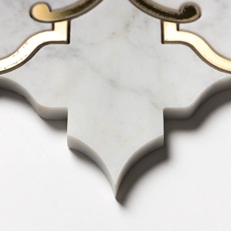 WHITE CARRARA : Casablanca Mosaic (honed | 10"x11"x1/2" | straight cut)