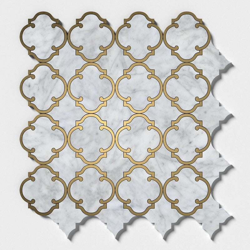 WHITE CARRARA : Casablanca Mosaic (honed | 10"x11"x1/2" | straight cut)