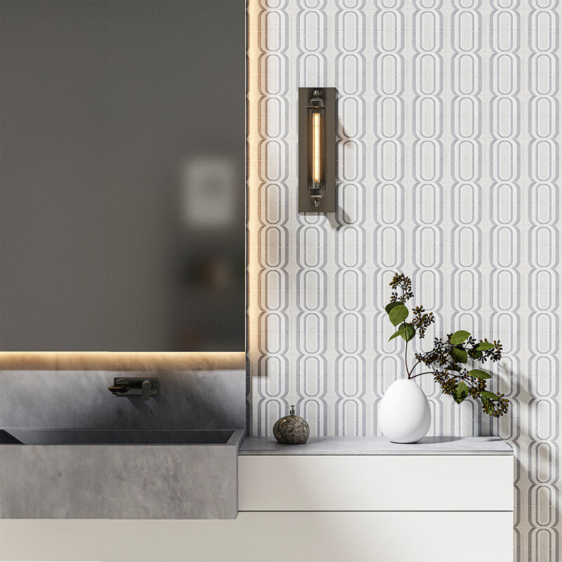 RETRO GROVE : Allure Light Avalon Clovis Mosaic (multi finish | 13"x14"x3/8" | straight cut)