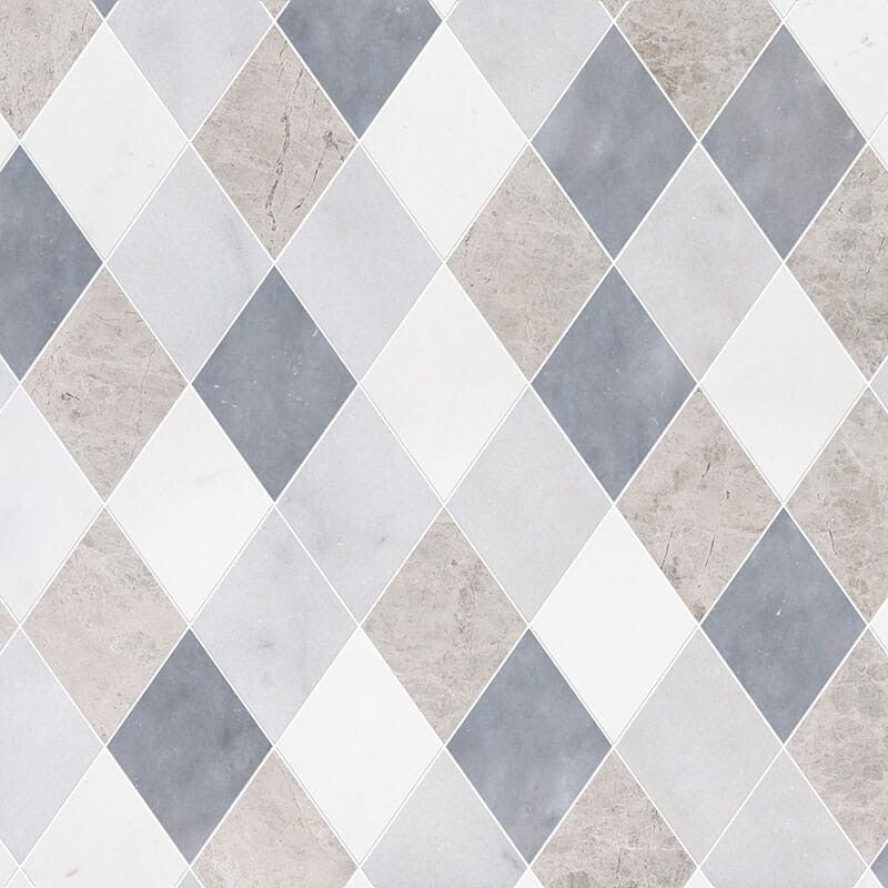 TALYA: Silver Shadow Glacier Almas Diamond Mosaic (multi finish | 9"x10"x5/16" | straight cut)
