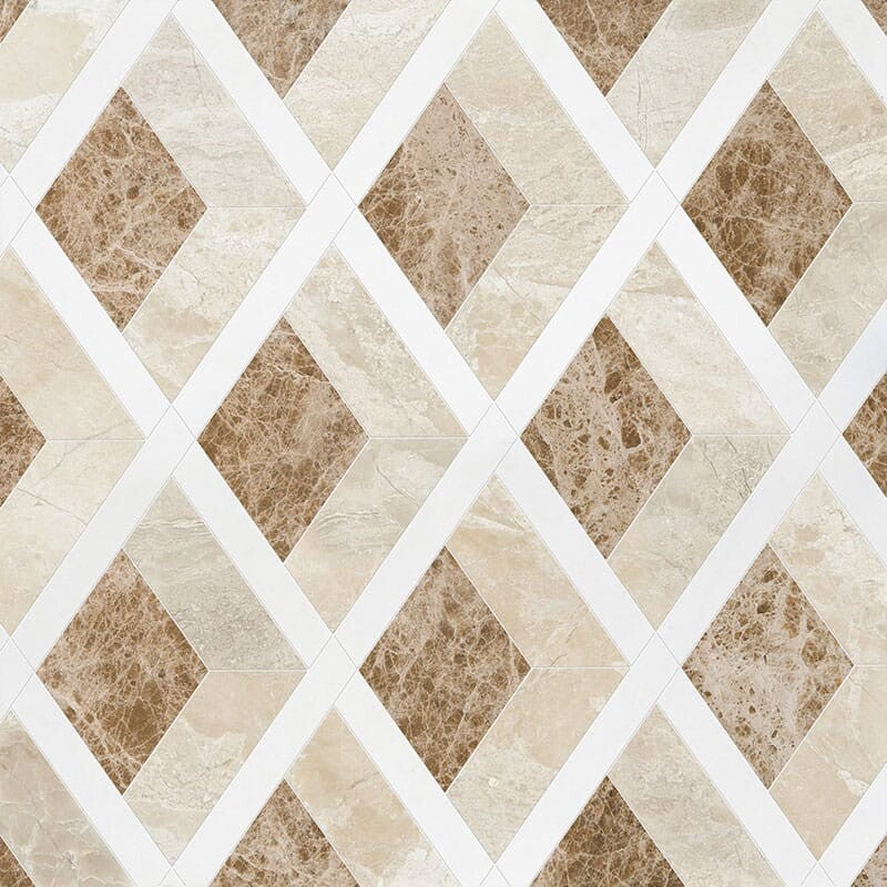 TALYA: Diana Royal, Aspen White, Paradise Hippodrome Diamonds Mosaic (multi finish | 10"x11"x11/16" | straight cut)