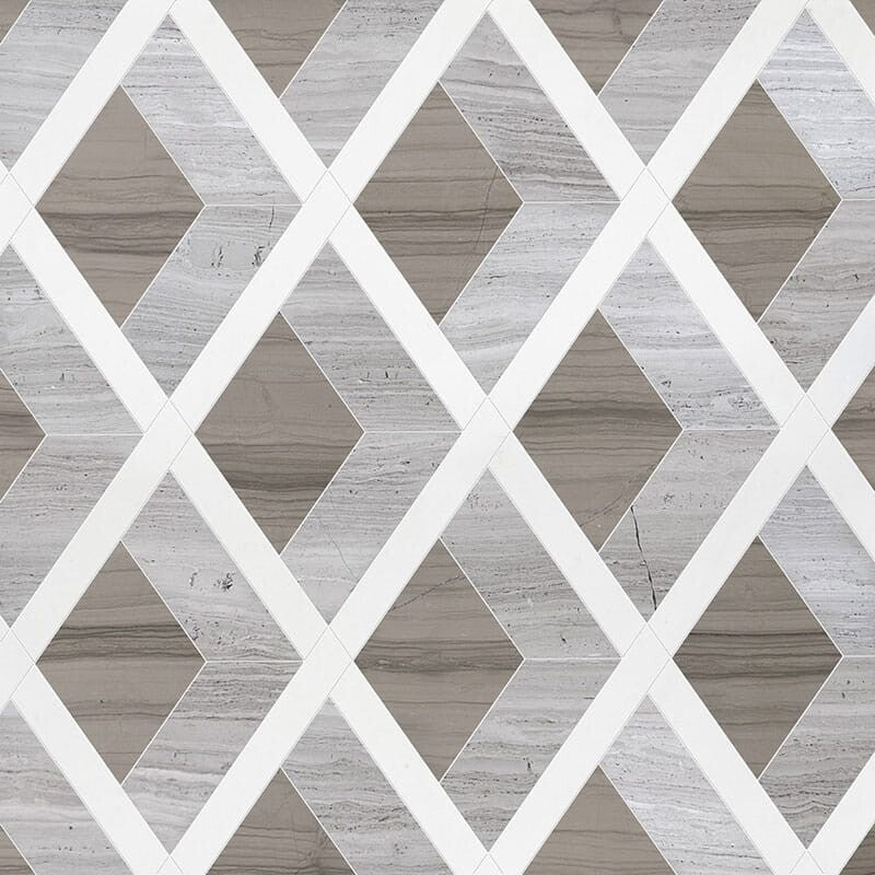 TALYA: Haisa, Thassos White Hippodrome Diamonds Mosaic (multi finish | 10"x11"x11/16" | straight cut)