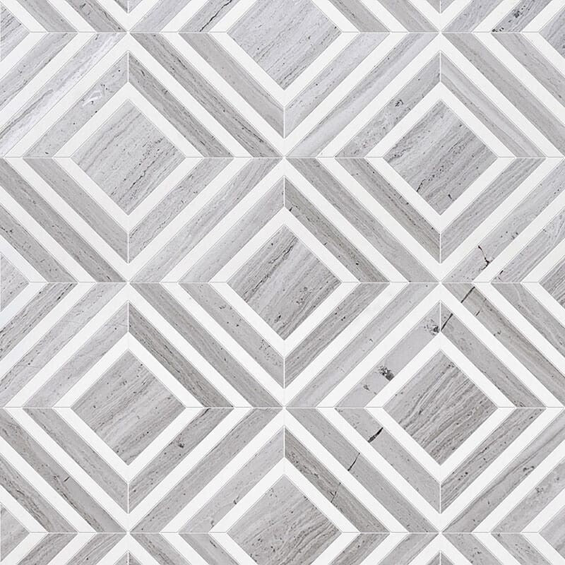 TALYA: Thassos White, Haisa Light Yildiz Mosaic (multi finish | 8"x11"x13/16" | straight cut)