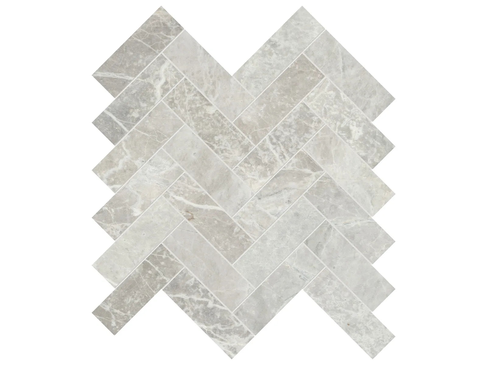 APOLLO ARGENTO: Marble Mosaic 1 1/4 X 4 Herringbone (11⁷⁄₁₆"X11¼"X⅜" | Honed)
