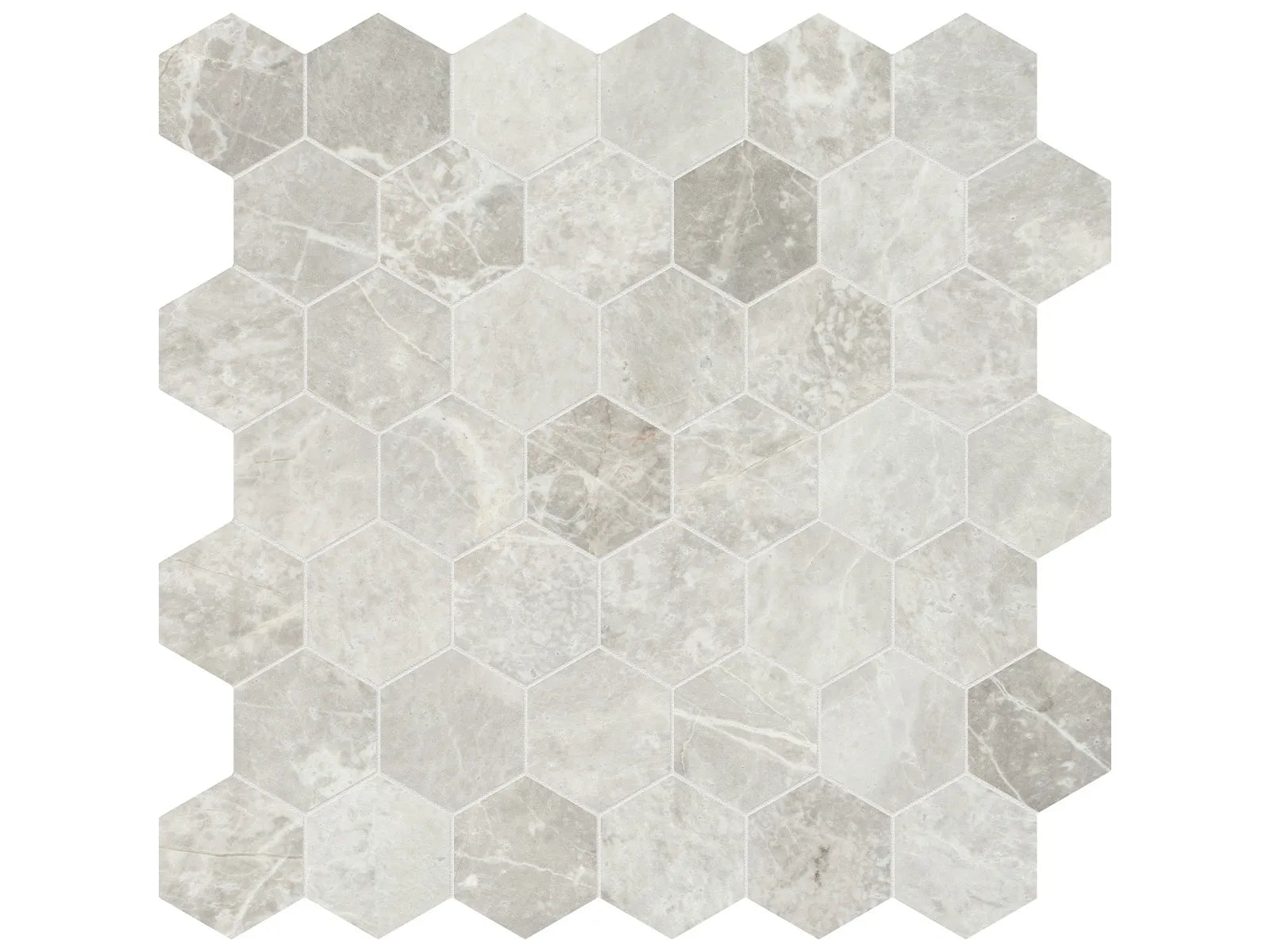 APOLLO ARGENTO: Marble Mosaic 2 Hexagon (12¹⁄₁₆"X11⅞"X⅜" | Honed)