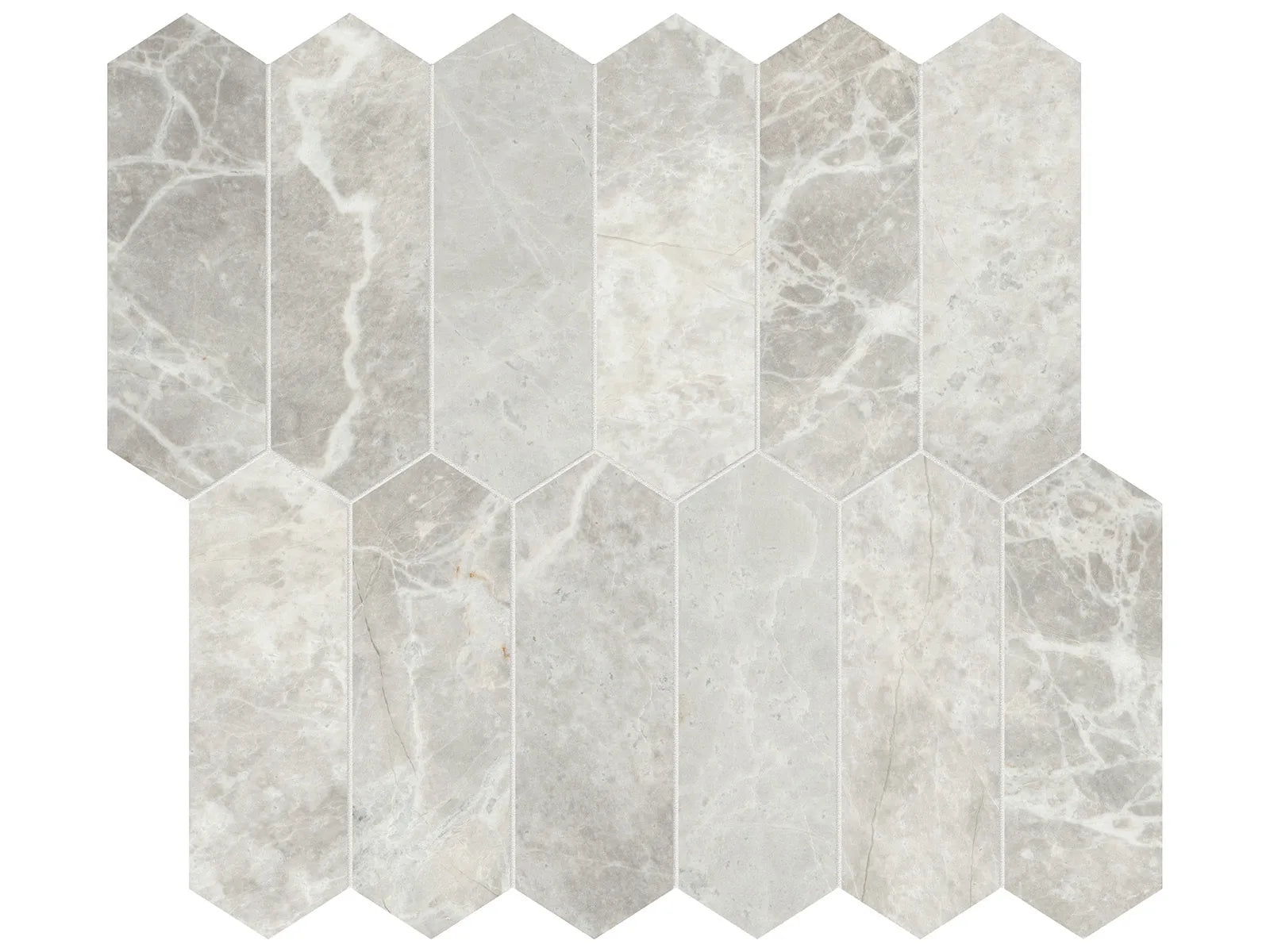 APOLLO ARGENTO: Marble Mosaic 2X6 Picket (11¹³⁄₁₆"X10⅝"X⅜" | Honed)