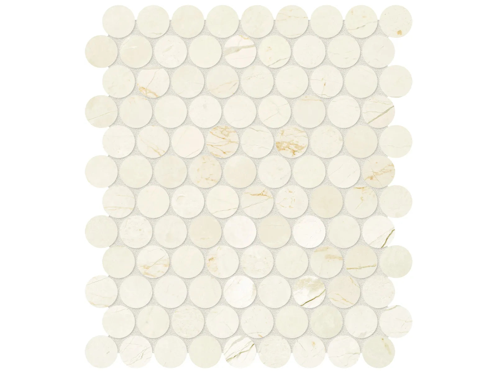 AVORIO CREMA: Marble Mosaic 1 1/4 Penny Rounds (12⅞"X11⅛"X⅜" | Honed)