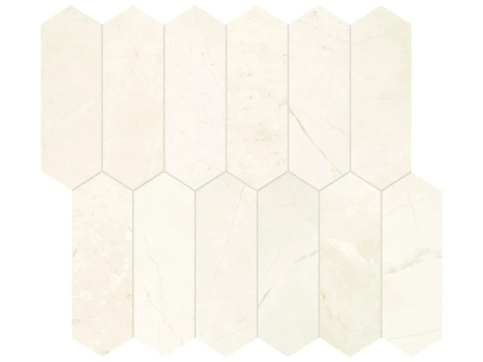 AVORIO CREMA: Marble Mosaic 2X6 Picket (11¹³⁄₁₆"X10⅝"X⅜" | Honed)