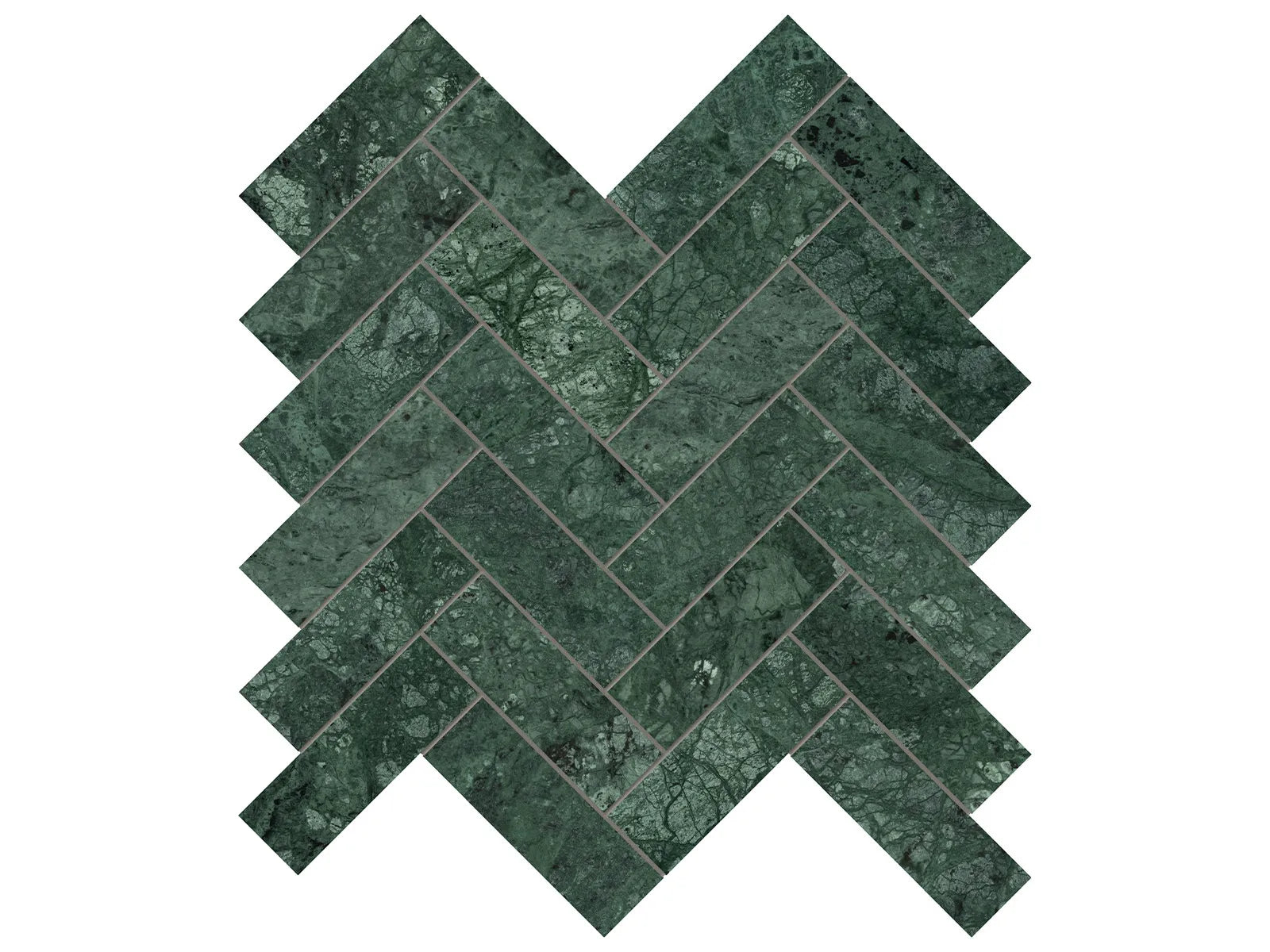 DIOSA VERDE: Marble Mosaic 1 1/4 X 4 Herringbone (11⁷⁄₁₆"X11¼"X⅜" | Polished)