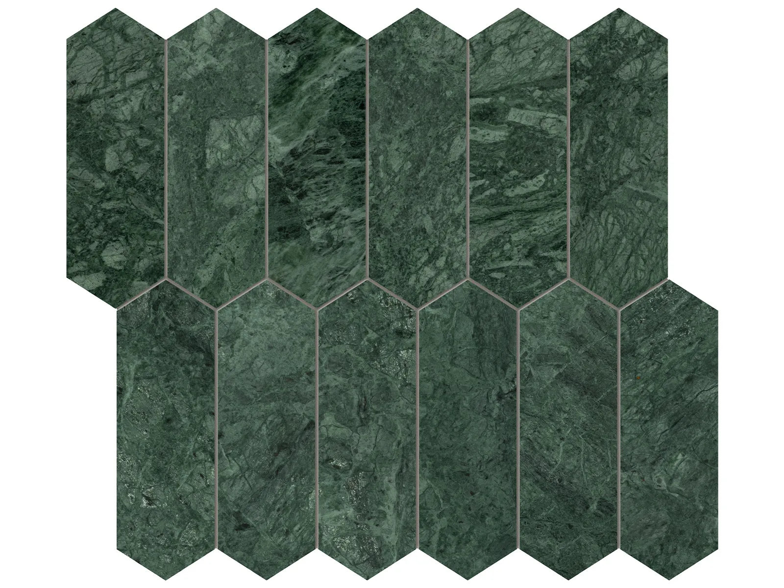DIOSA VERDE: Marble Mosaic 2X6 Picket (11¹³⁄₁₆"X10⅝"X⅜" | Polished)