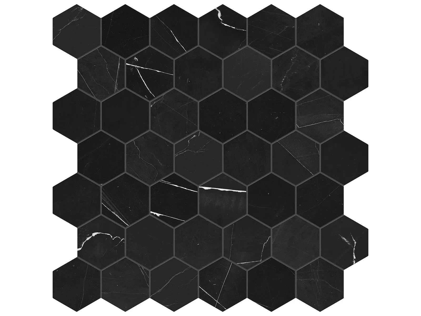 GALAXIA NERO: Marble Mosaic 2 Hexagon (12¹⁄₁₆"X11⅞"X⅜" | Polished)