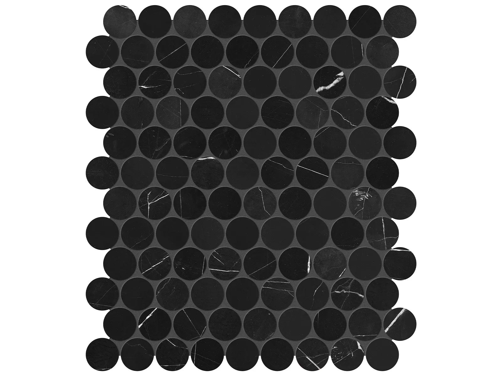 GALAXIA NERO: Marble Mosaic 1 1/4 Penny Rounds (12⅞"X11⅛"X⅜" | Polished)