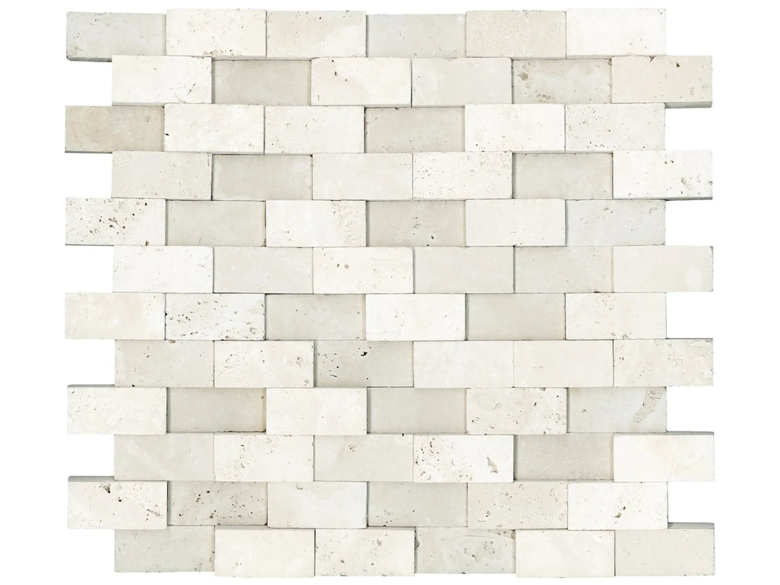 ELYSIAN: Travertine Mosaic Random Strip (12¹⁄₁₆"X12¹⁄₁₆"X⅜" | Filled-Honed)