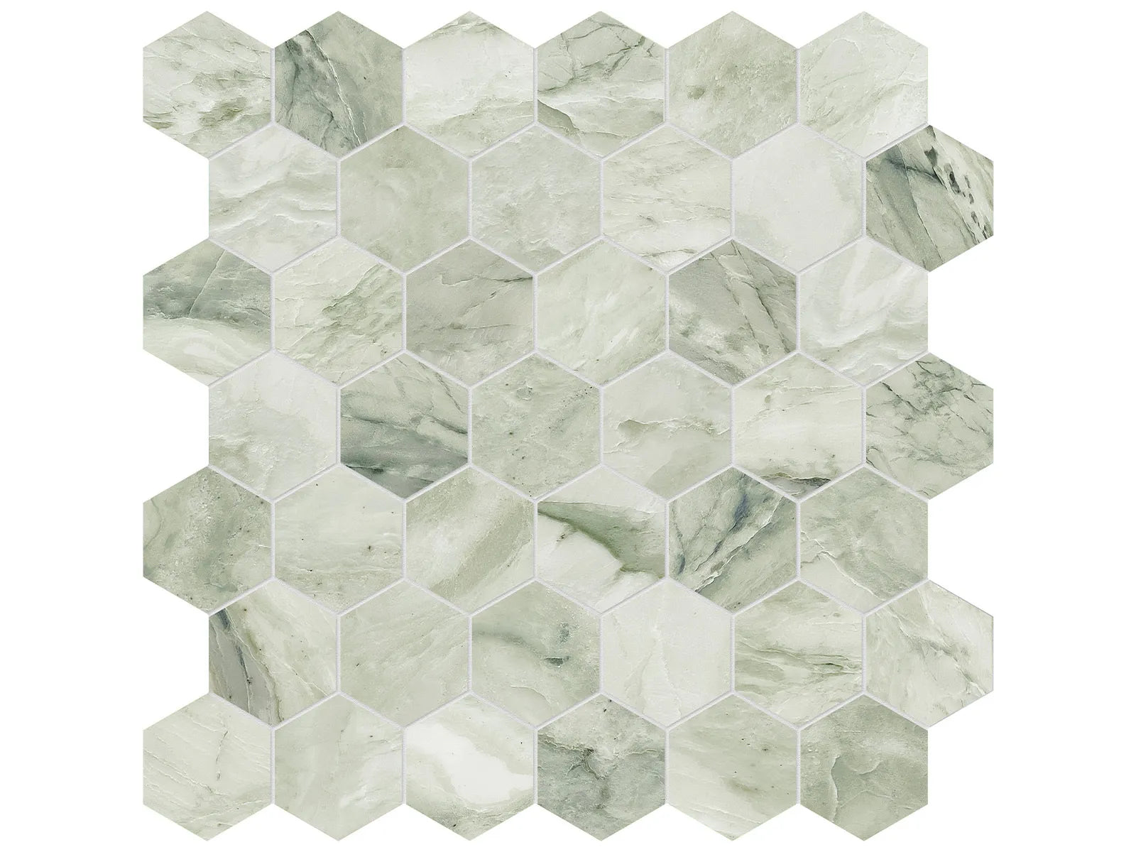 MOSCATO ARGENTO: Marble Mosaic 2 Hexagon (12¹⁄₁₆"X11⅞"X⅜" | Honed)