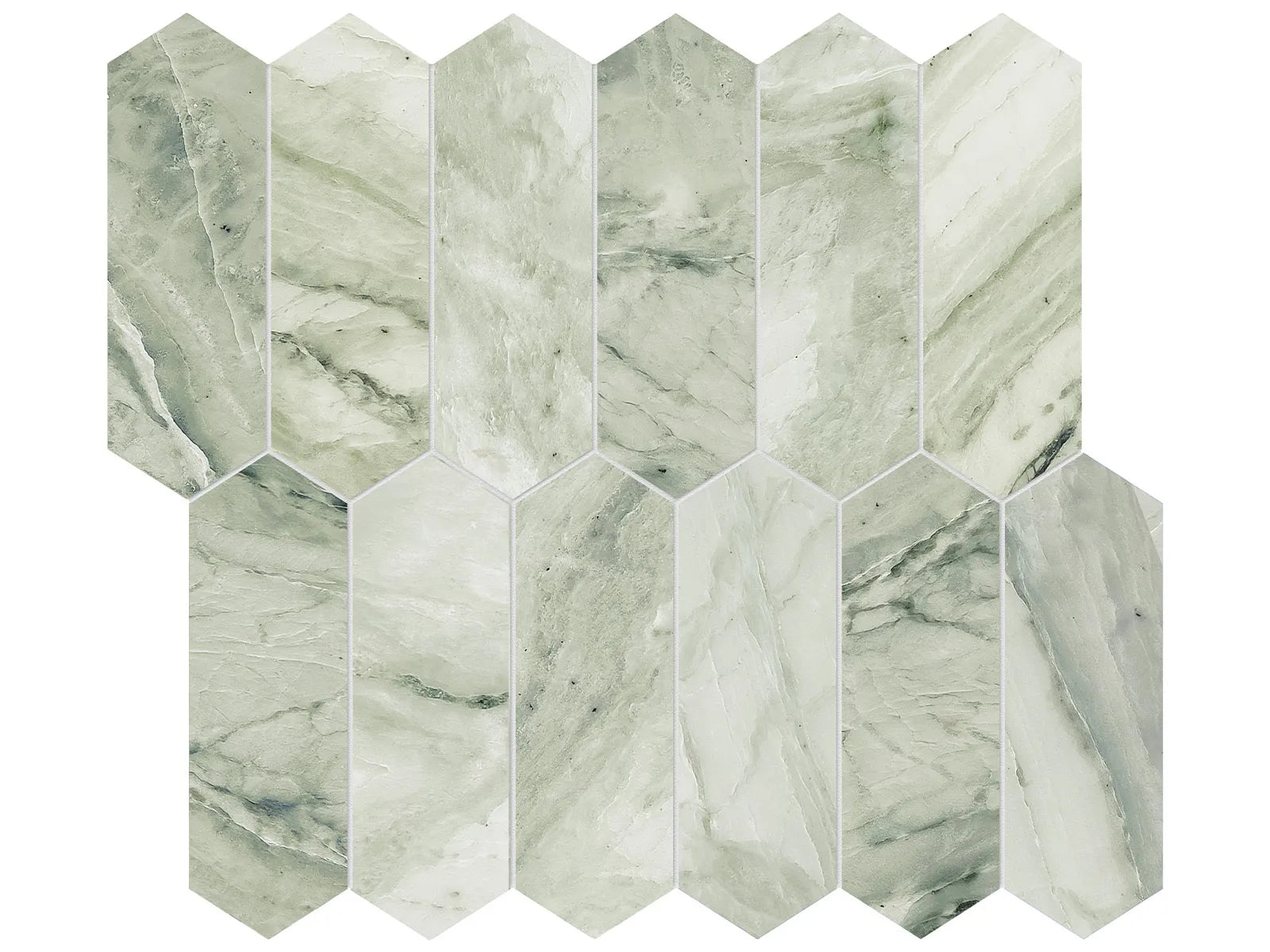 MOSCATO ARGENTO: Marble Mosaic 2X6 Picket (11¹³⁄₁₆"X10⅝"X⅜" | Honed)