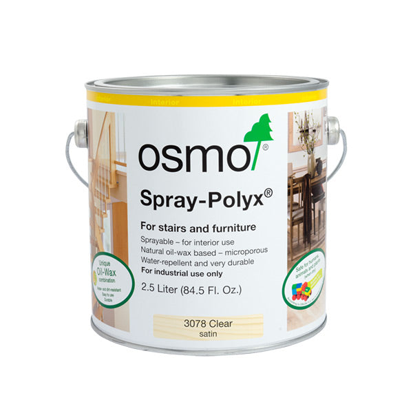 OSMO: Sprayable Polyx-Oil Hardwax Wood Finish #3078 (Clear Satin | 2.5L | Interior)