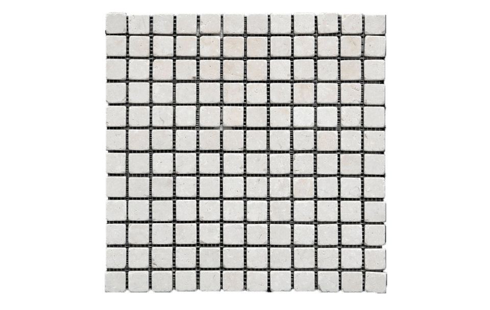 ISMAILIA CREAM: 1X1 Straight Stack Limestone Field Mosaic (11 1/8"x11 1/8"x3/8" | tumbled)