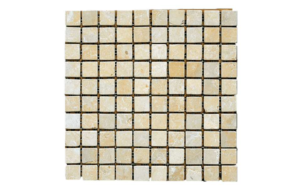 JERUSALEM GOLD: 1X1 Straight Stack Limestone Field Mosaic (11 1/8"x11 1/8"x3/8" | tumbled)