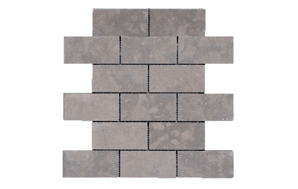 LAGOS AZUL: 2X4 Staggered Joint Limestone Field Mosaic (12 1/4"x12 5/8"x3/8" | honed)