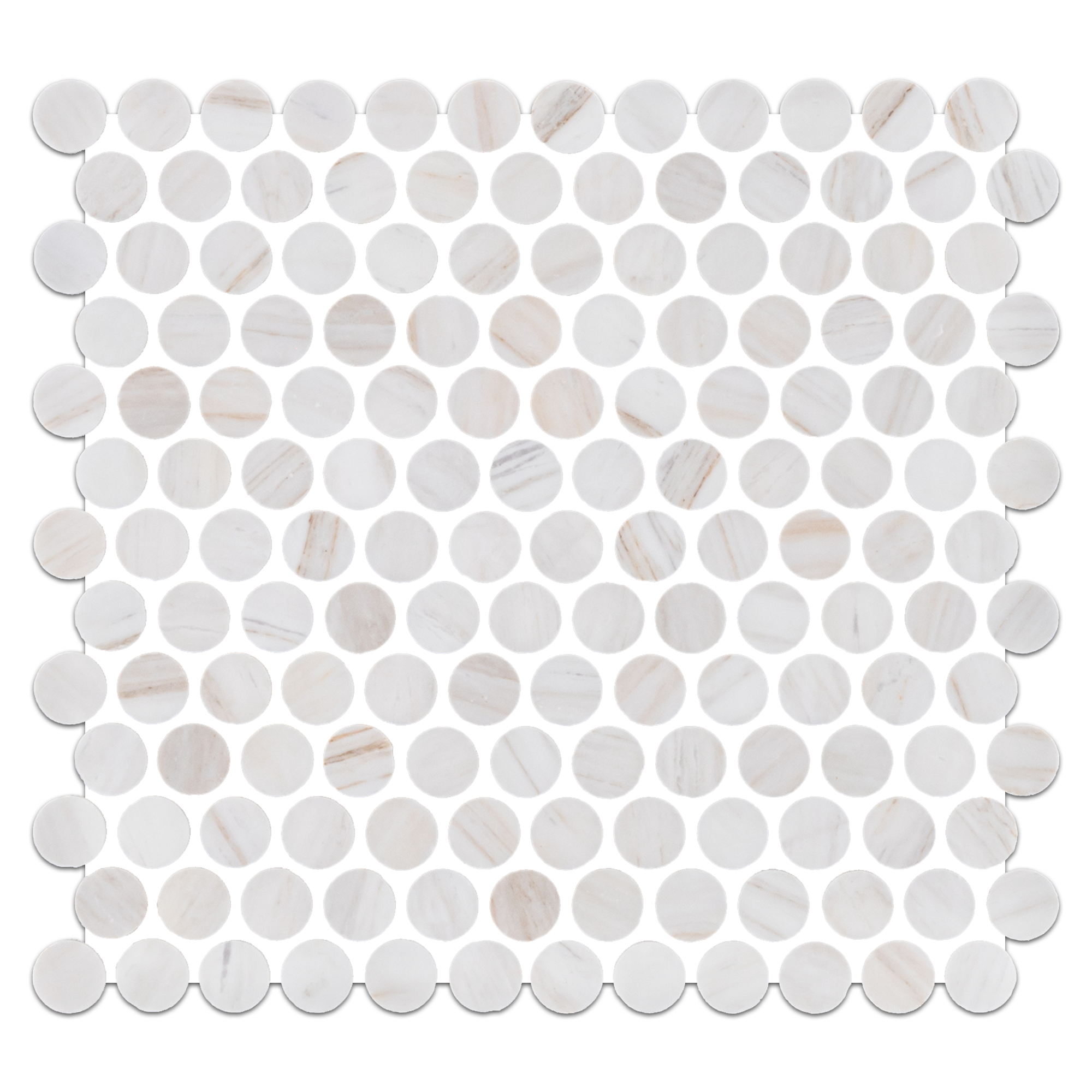 VENA D ORO: 1" Penny Round Marble Field Mosaic (11 1/8"x12"x3/8" | honed)