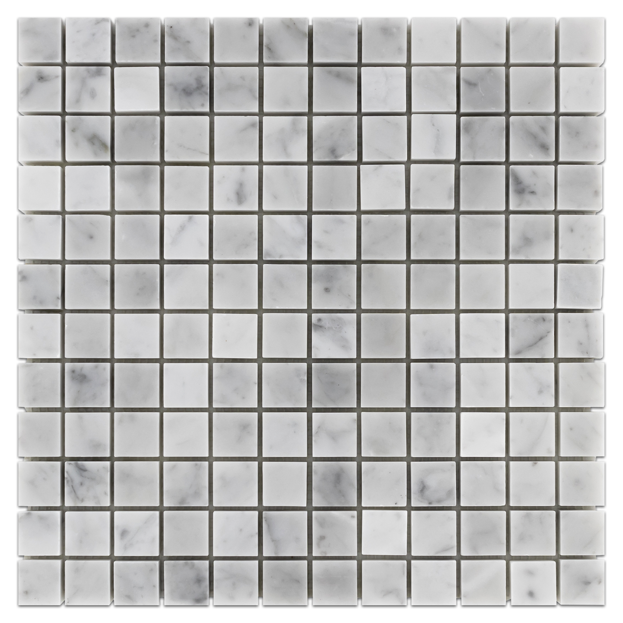 Elon Bianco Carrara Marble 1x1 Straight Stack Field Mosaic 12x12x0.375 Honed - Surface Group International