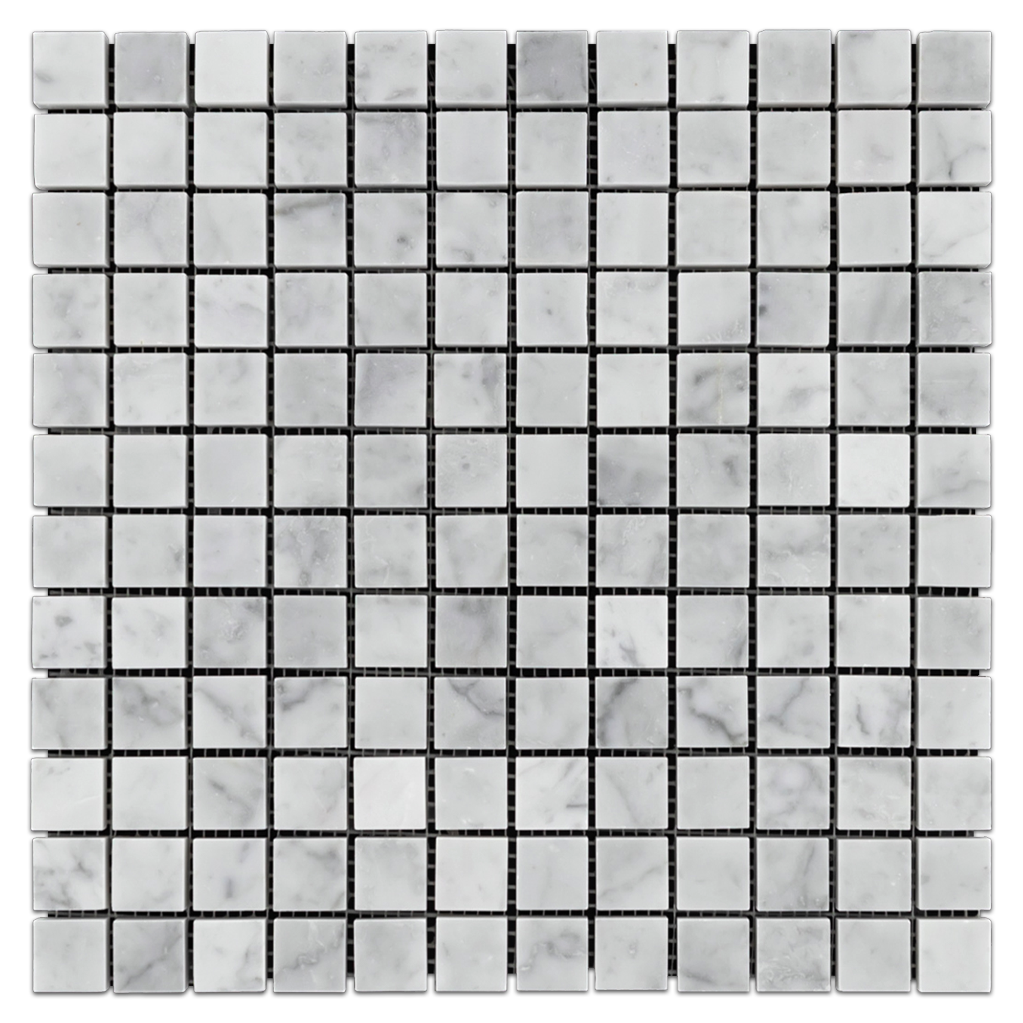 Elon Bianco Carrara Marble 1x1 Straight Stack Field Mosaic 12x12x0.375 Polished Tile - Surface Group International
