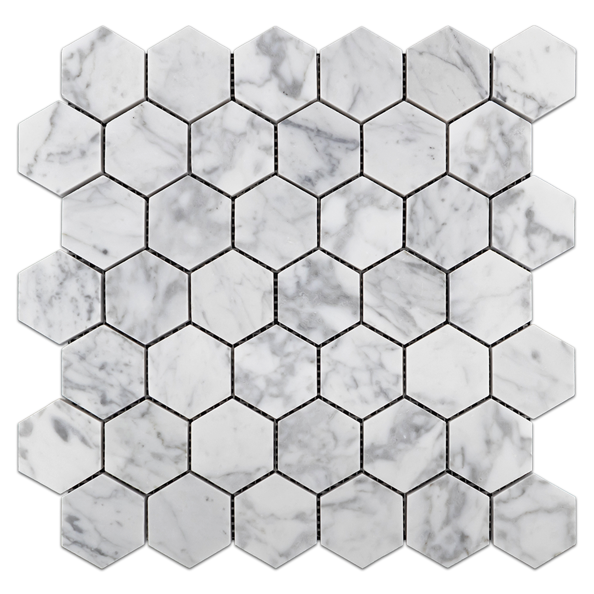 Elon Bianco Carrara Marble 2 Hexagon Field Mosaic 11.75x11.9375x0.375 Honed - Surface Group International
