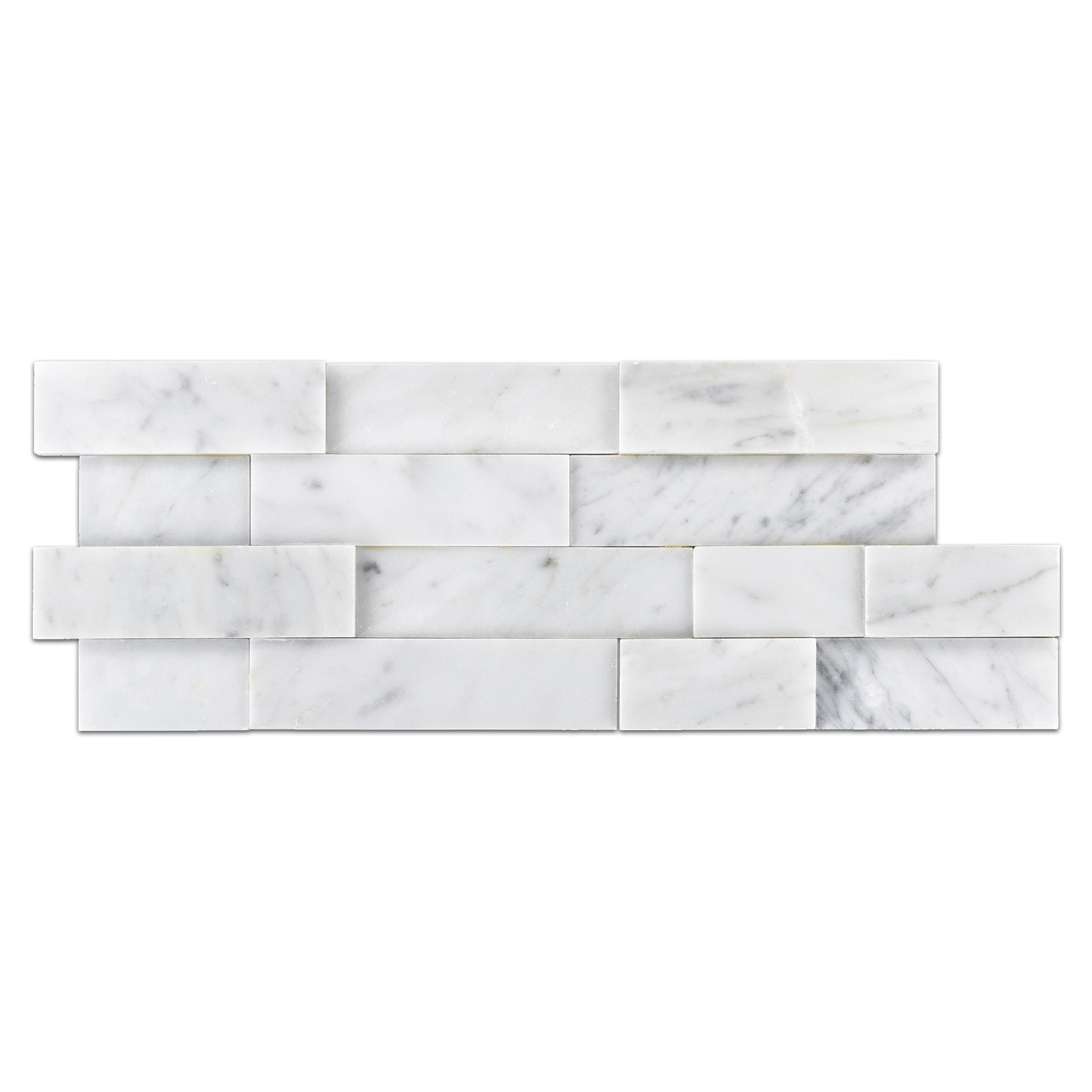 Elon Bianco Carrara Marble Interlocking Veneer Panel Corner Set 6x16 6x8 Honed AL103H - Surface Group International Product