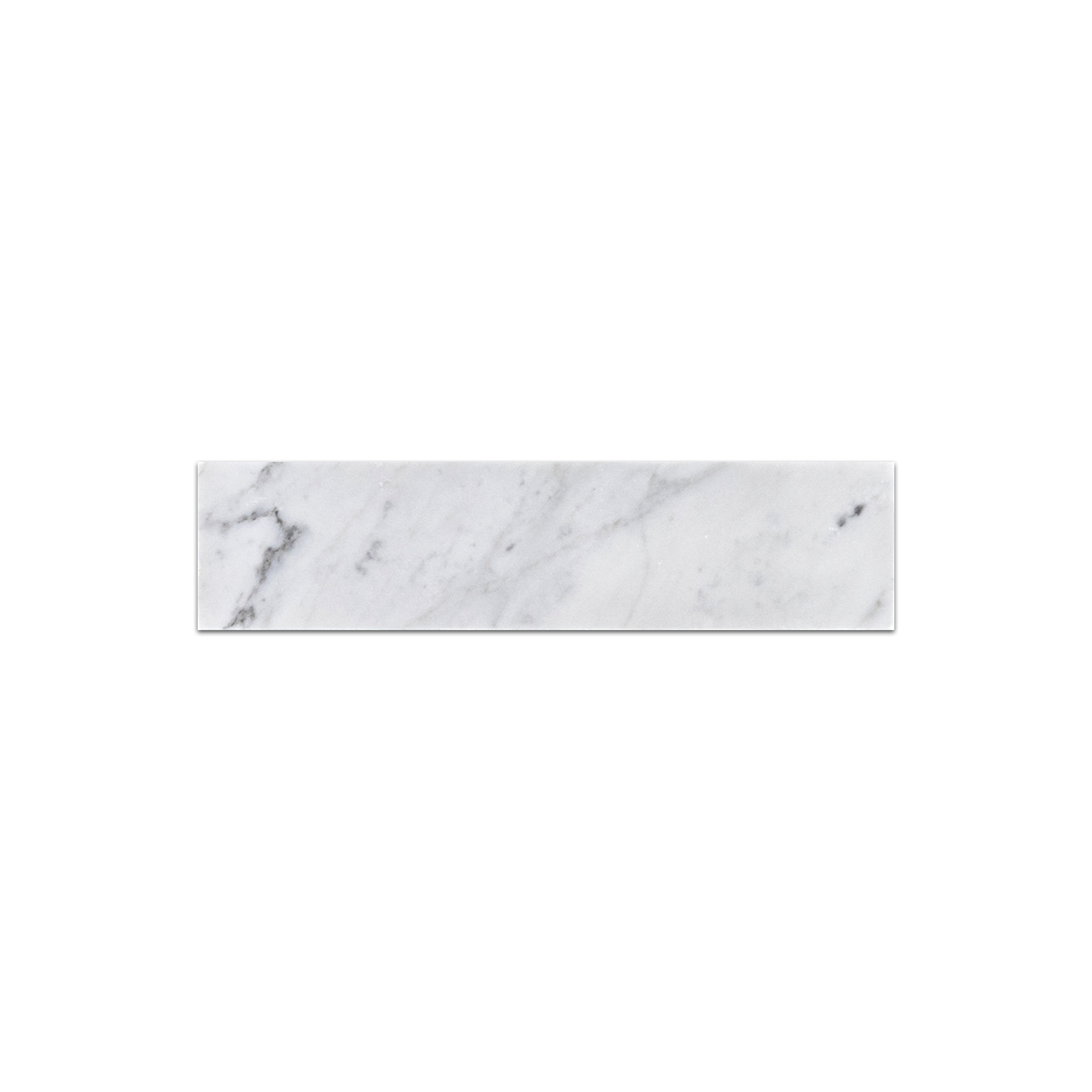 Elon Bianco Carrara polished marble rectangle field tile 2x8 inches for elegant wall and floor designs.