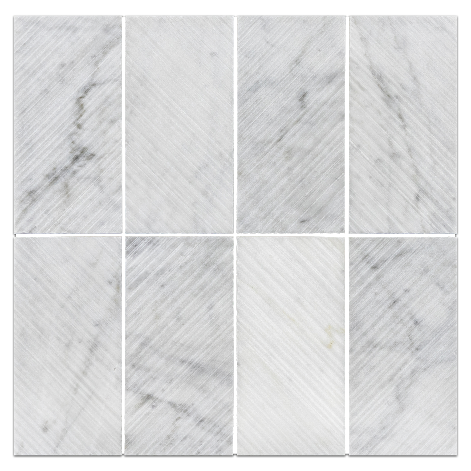 Elon Bianco Carrara Marble Textured Straight Stack Field Mosaic 11.9375x12.0625x0.375 Honed - Surface Group International