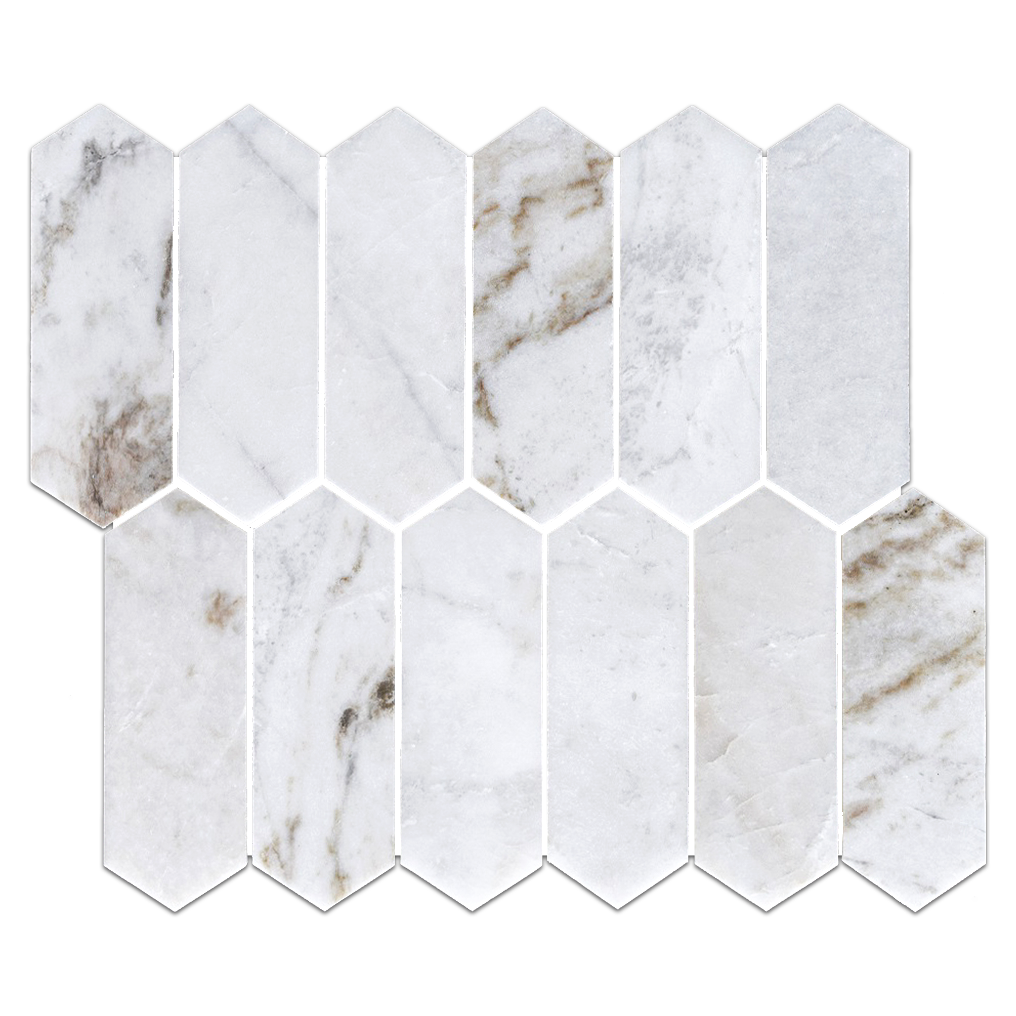 Elon Bianco Oro Marble 2x6 Picket Field Mosaic 2x6x0.375 Honed Tile - Surface Group International