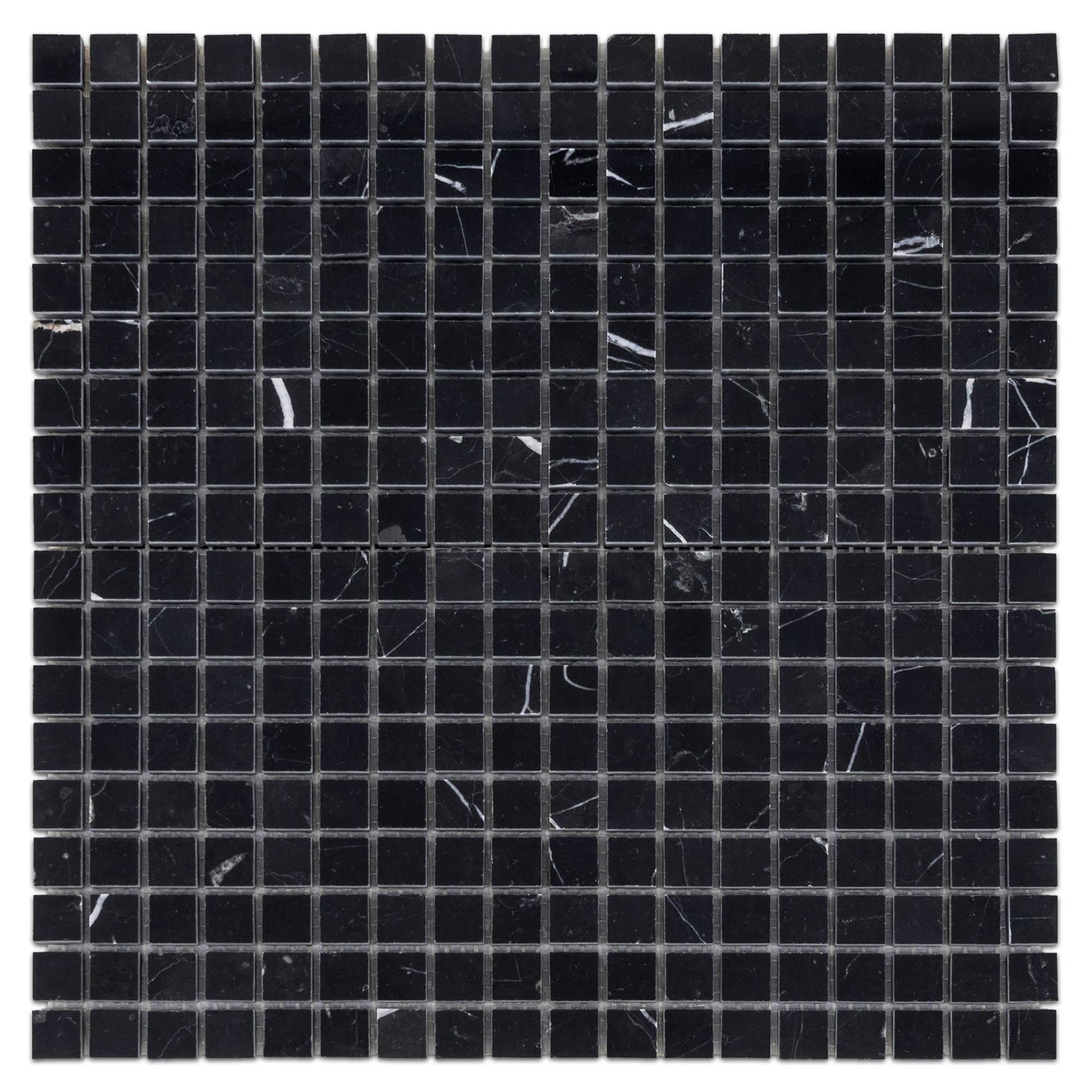 Elon Black Marble Straight Stack Field Mosaic Tile, 12x12 Polished Finish - Surface Group International