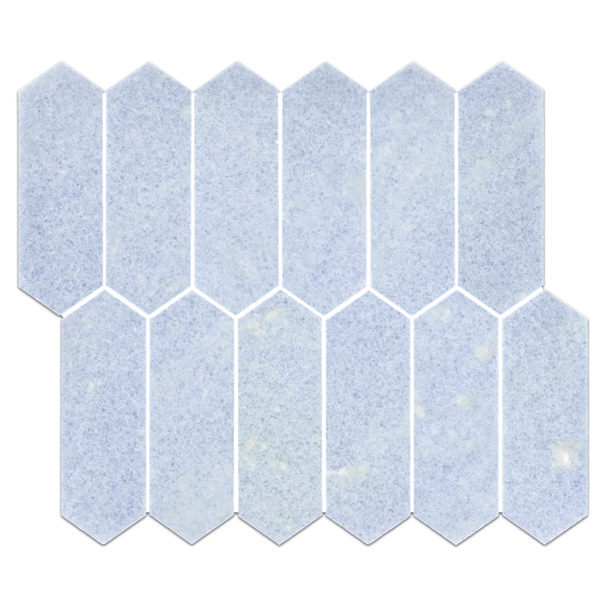 Elon Blue Celeste Marble 2x6 Picket Field Mosaic, Polished Finish - Surface Group International Tile.