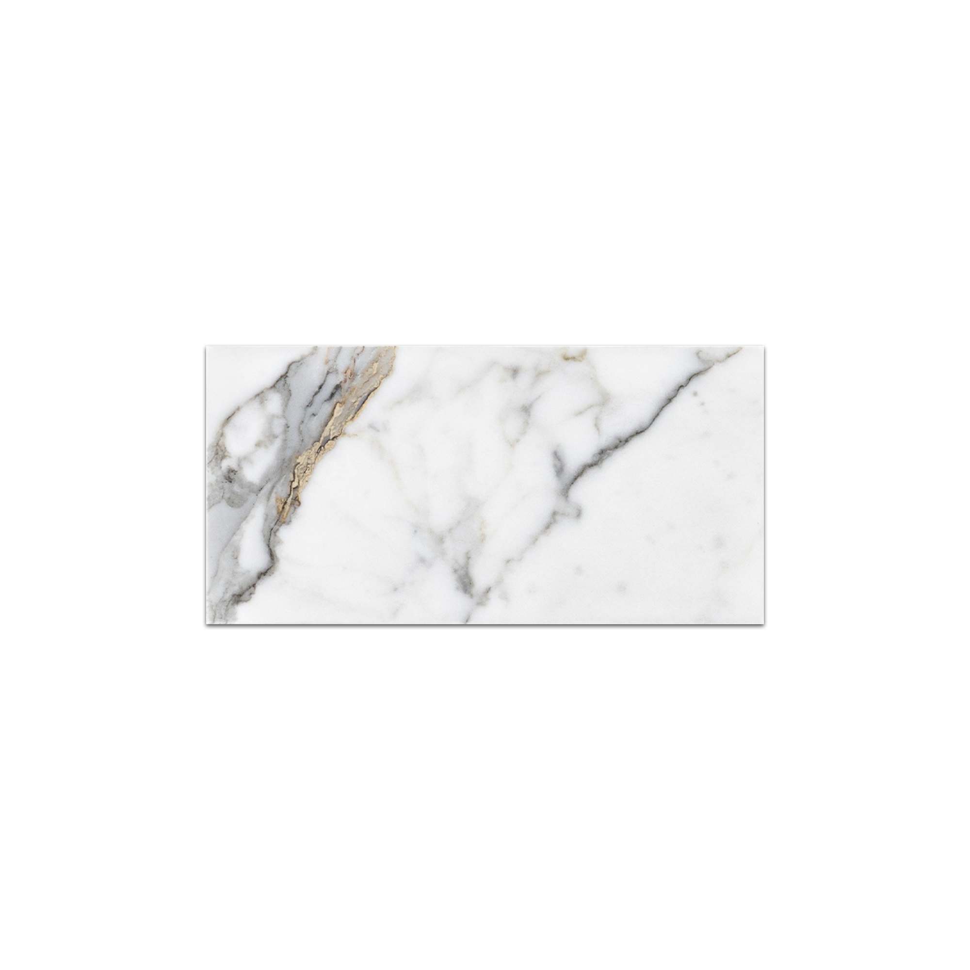 Elon Calacatta Gold Marble 3x6 Polished Rectangle Field Tile from Surface Group International.