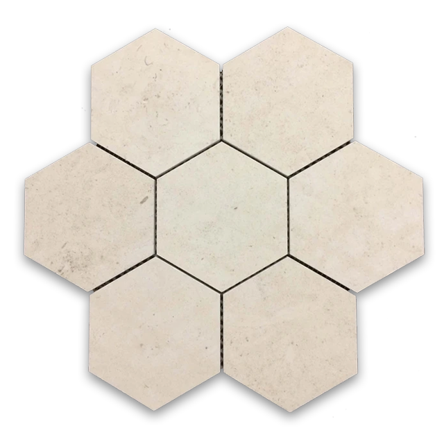 Elon Chateau de Sable Limestone 5 Hexagon Field Mosaic 11.625x13.625x0.375 Honed Tile - Surface Group International