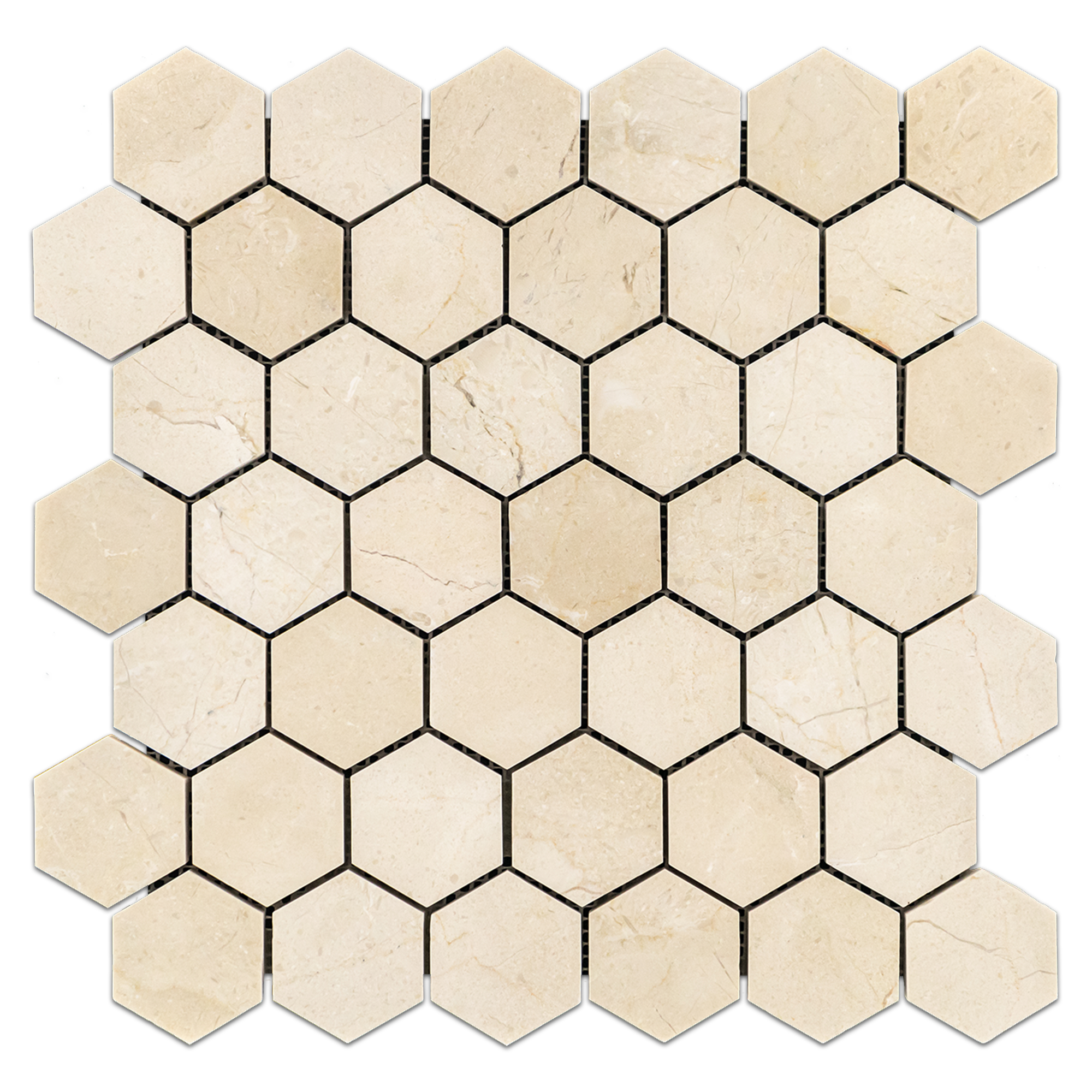 Elon Crema Marfil Marble 2 Hexagon Field Mosaic 11.75x11.9375x0.375 Honed - Surface Group International