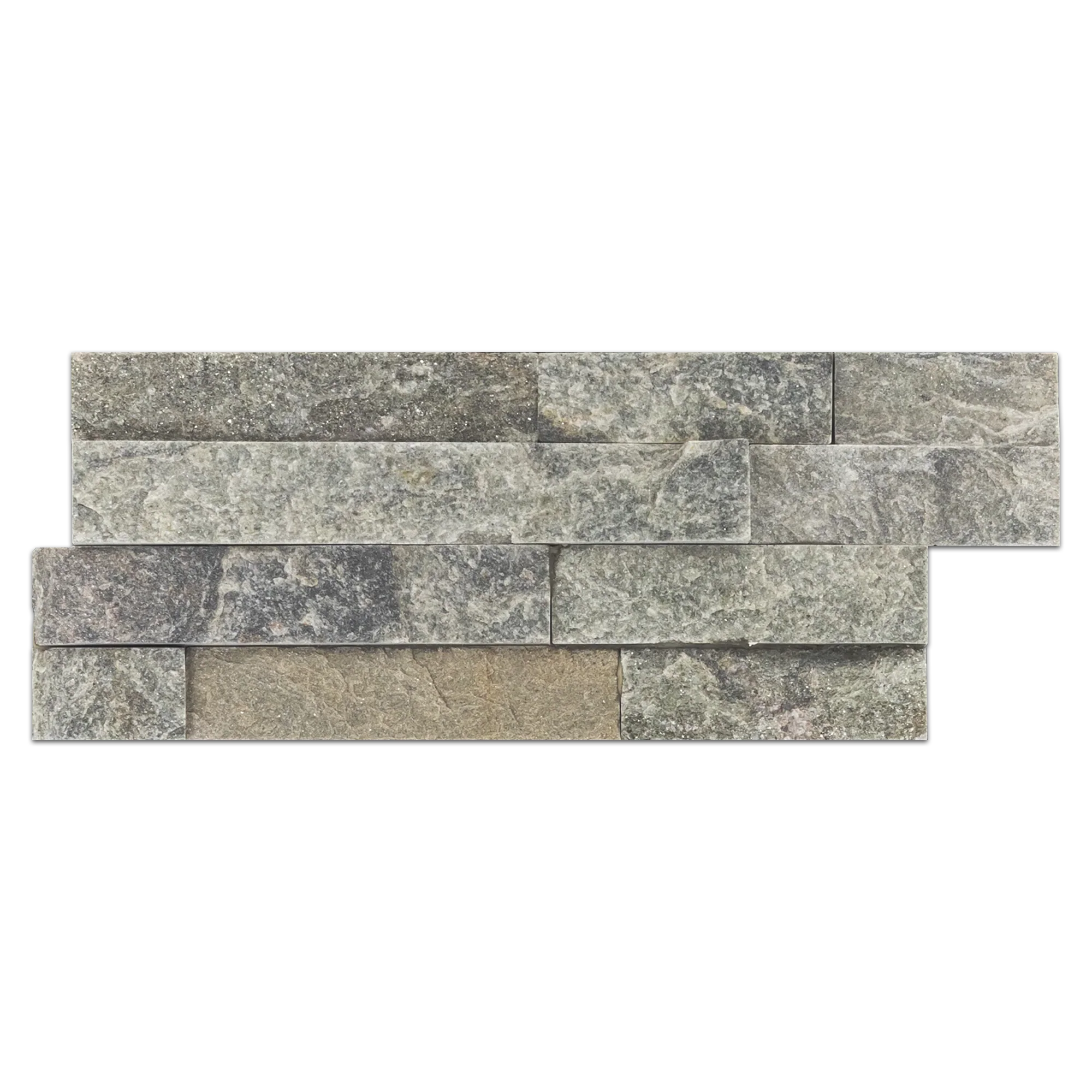 Elon English Moss Quartzite Interlocking Veneer Panel Corner Set 6x16 and 6x8 Cleft SV121C Surface Group International Product