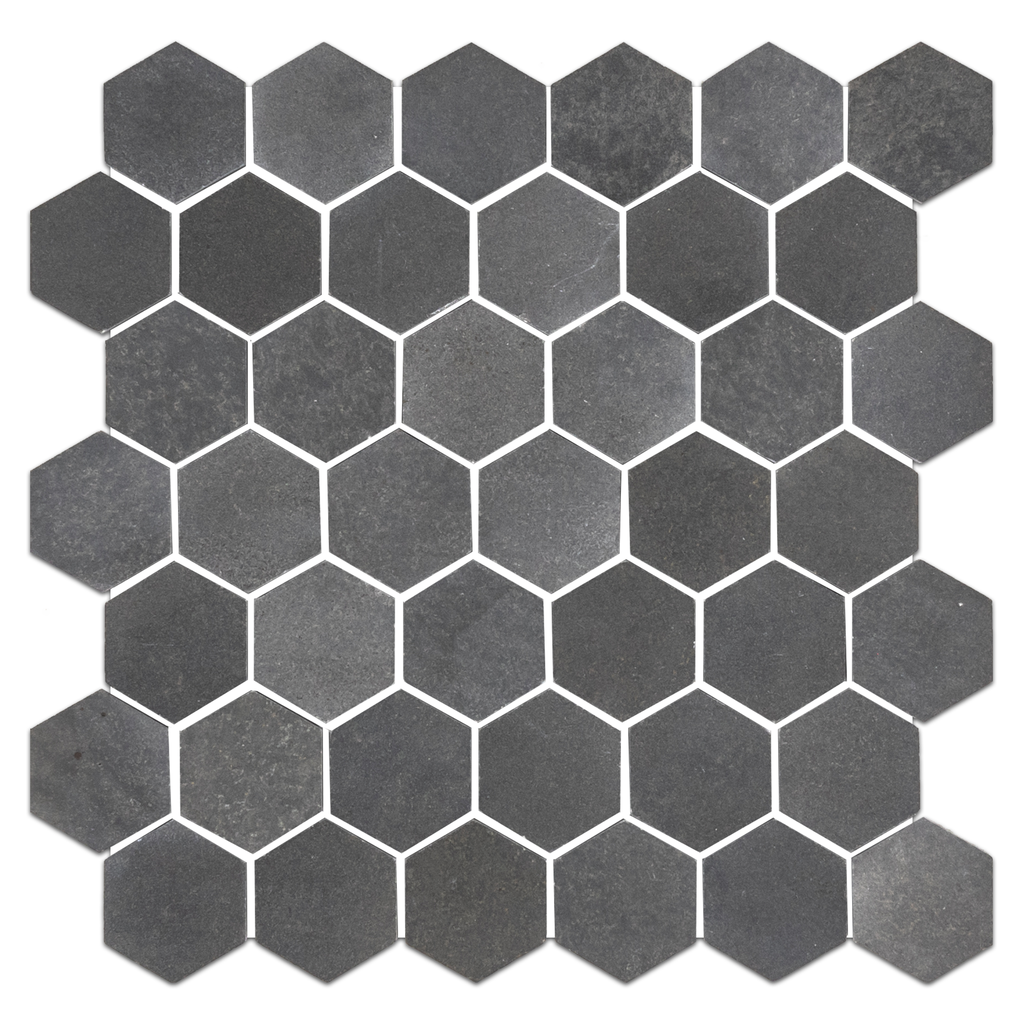 Elon Grey Basalt 2 Hexagon Field Mosaic 11.75x11.9375x0.375 Honed - Surface Group International