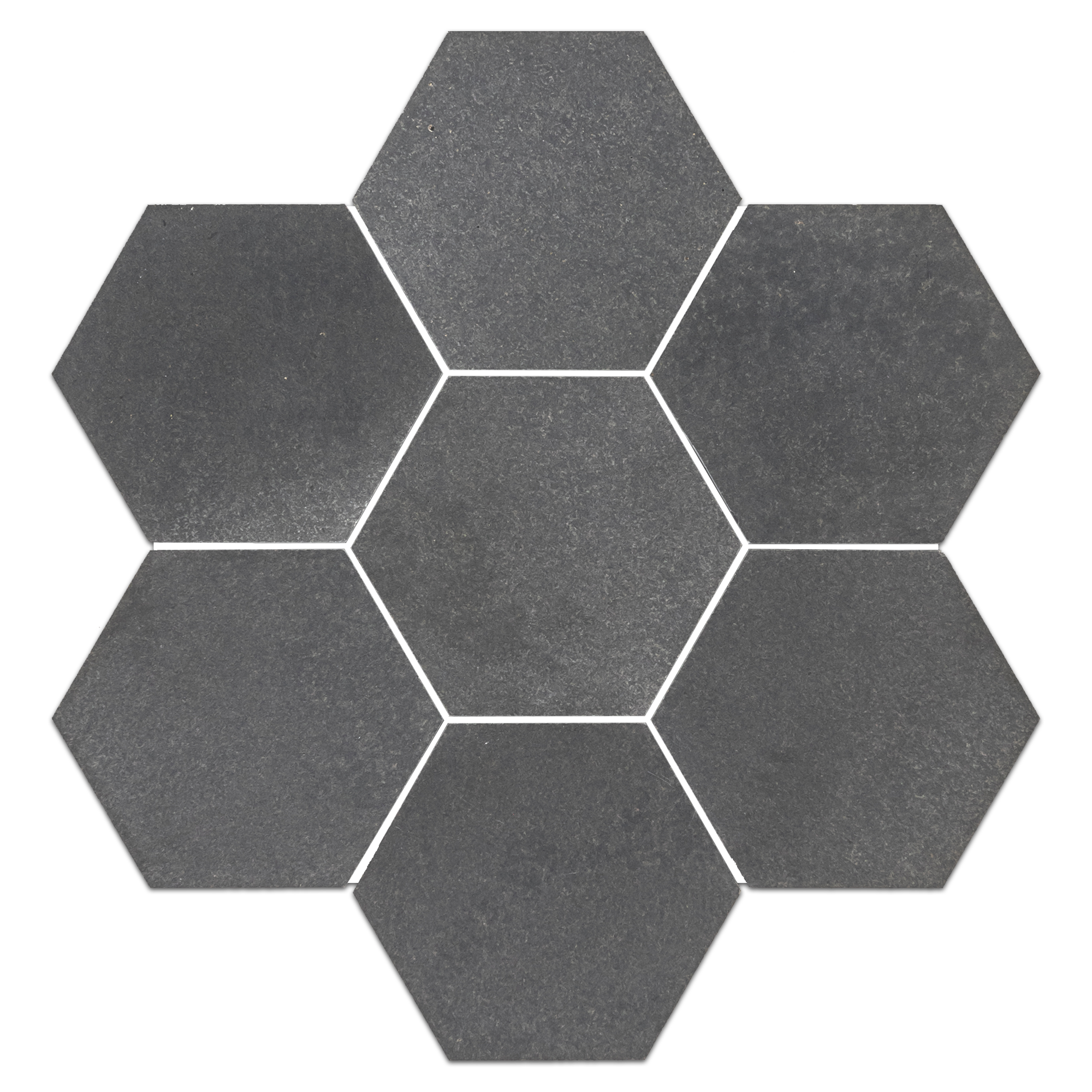 Elon Grey Basalt 5 Hexagon Field Mosaic 11.625x13.625x0.375 Honed - Surface Group International