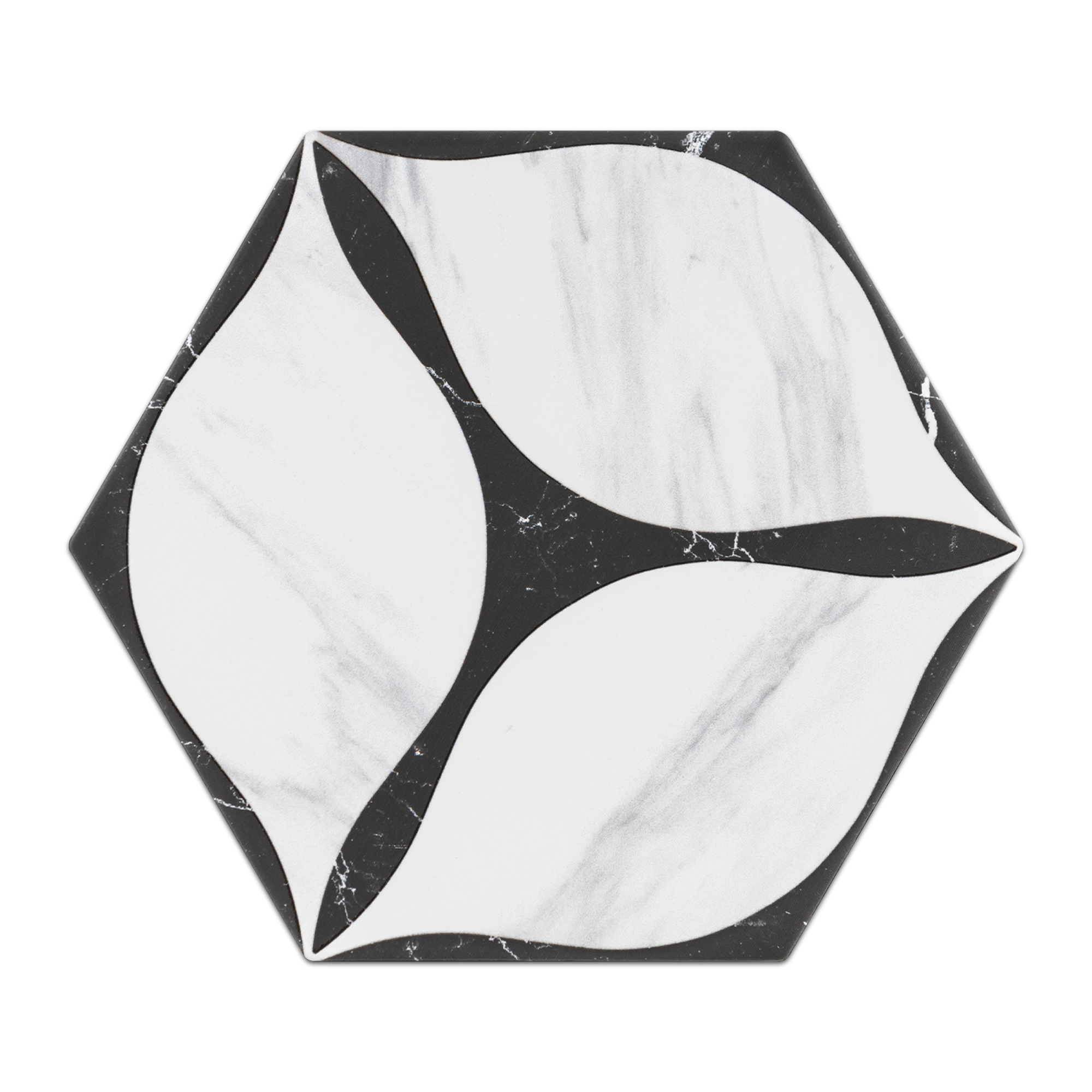 Elon Hexeight Corola Black Porcelain Hexagon Field Tile 8x9.25x0.375 Matte HP105 Surface Group International Product