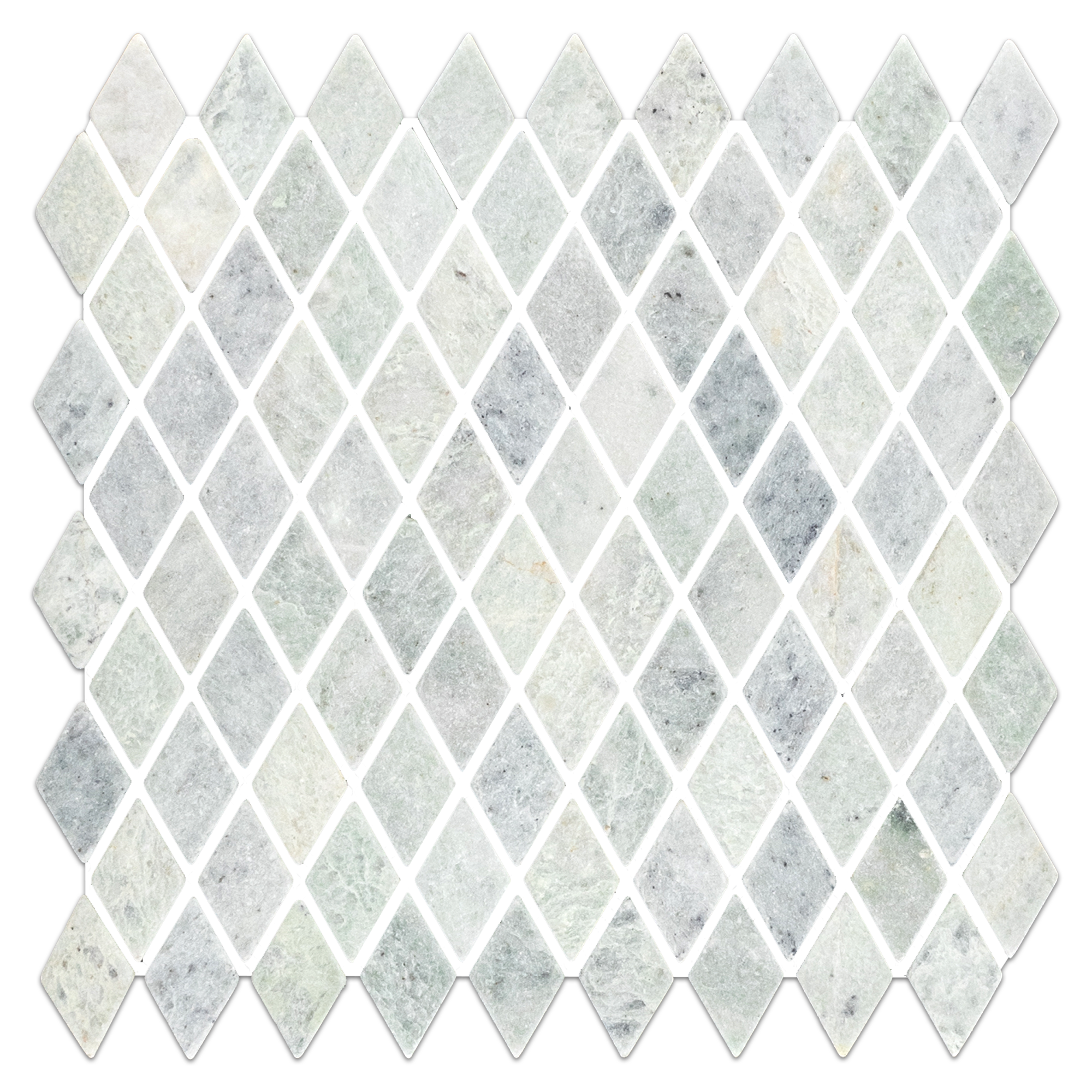Elon Ming Green Marble Rhomboid Field Mosaic Tile 12x12 Tumbled - Surface Group International
