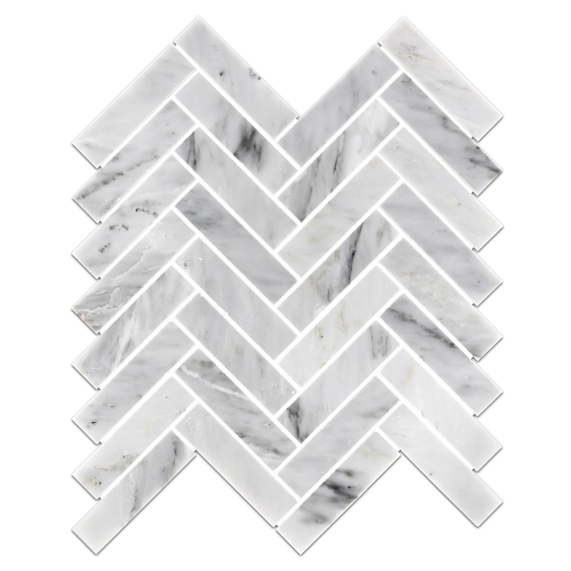 Elon Mystic Gray Marble 1x4 Herringbone Field Mosaic Tile - Polished Finish - Surface Group International