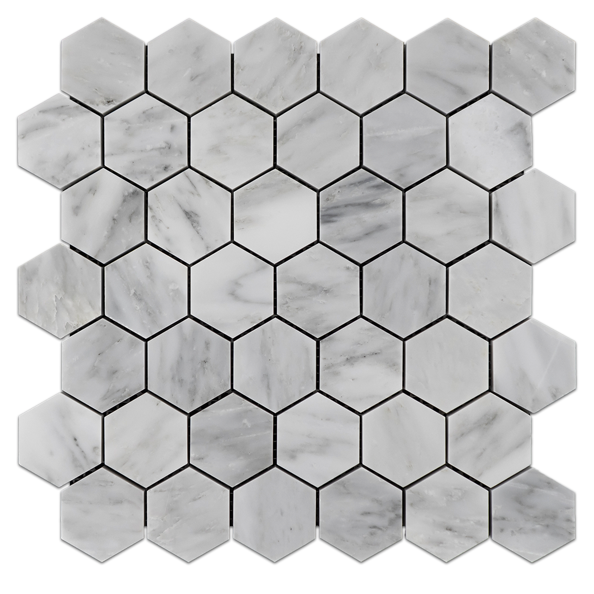 Elon Mystic Gray Marble 2 Hexagon Field Mosaic 11.75x11.9375x0.375 Honed - Surface Group International